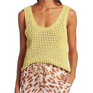 NANUSHKA Tula Crochet Chunky Open Knit Tank Top Cotton Linen Blend Sleeveless
